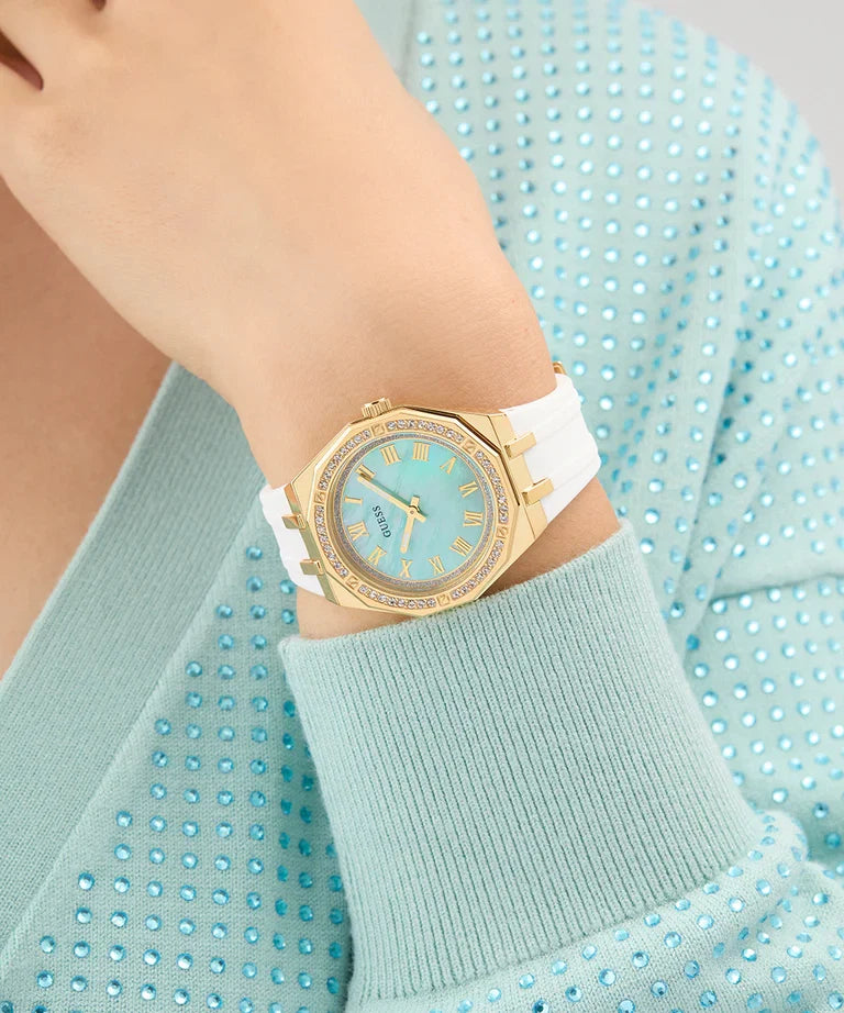 GUESS White Gold Tone Analog Ladies Watch - GW0872L1