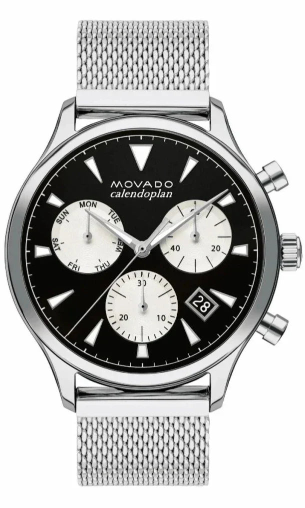 Heritage Calendoplan Stainless Steel Black Dial Men's Watch - 3650097