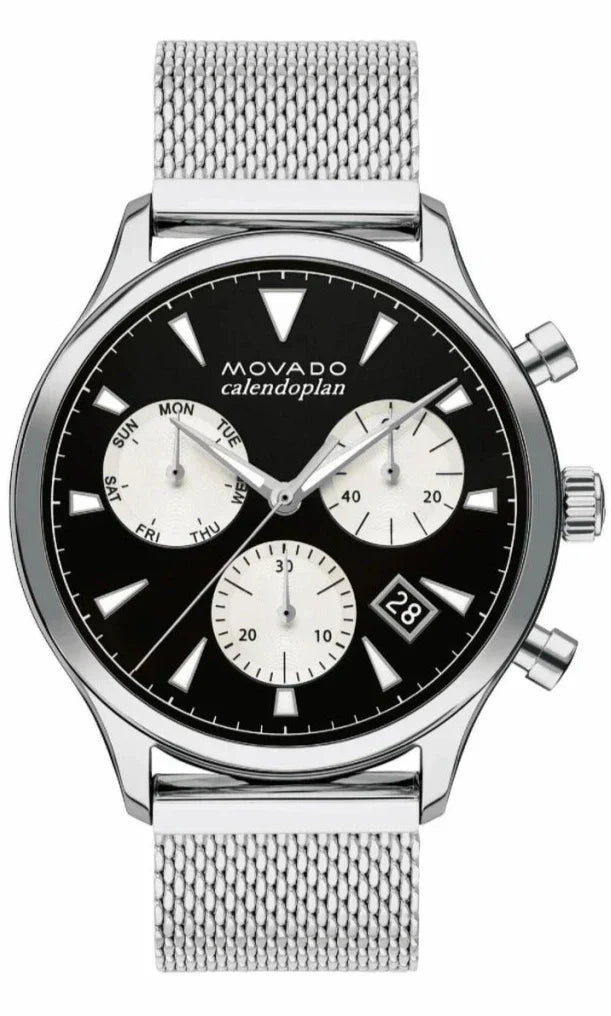 Heritage Calendoplan Stainless Steel Black Dial Men's Watch - 3650097