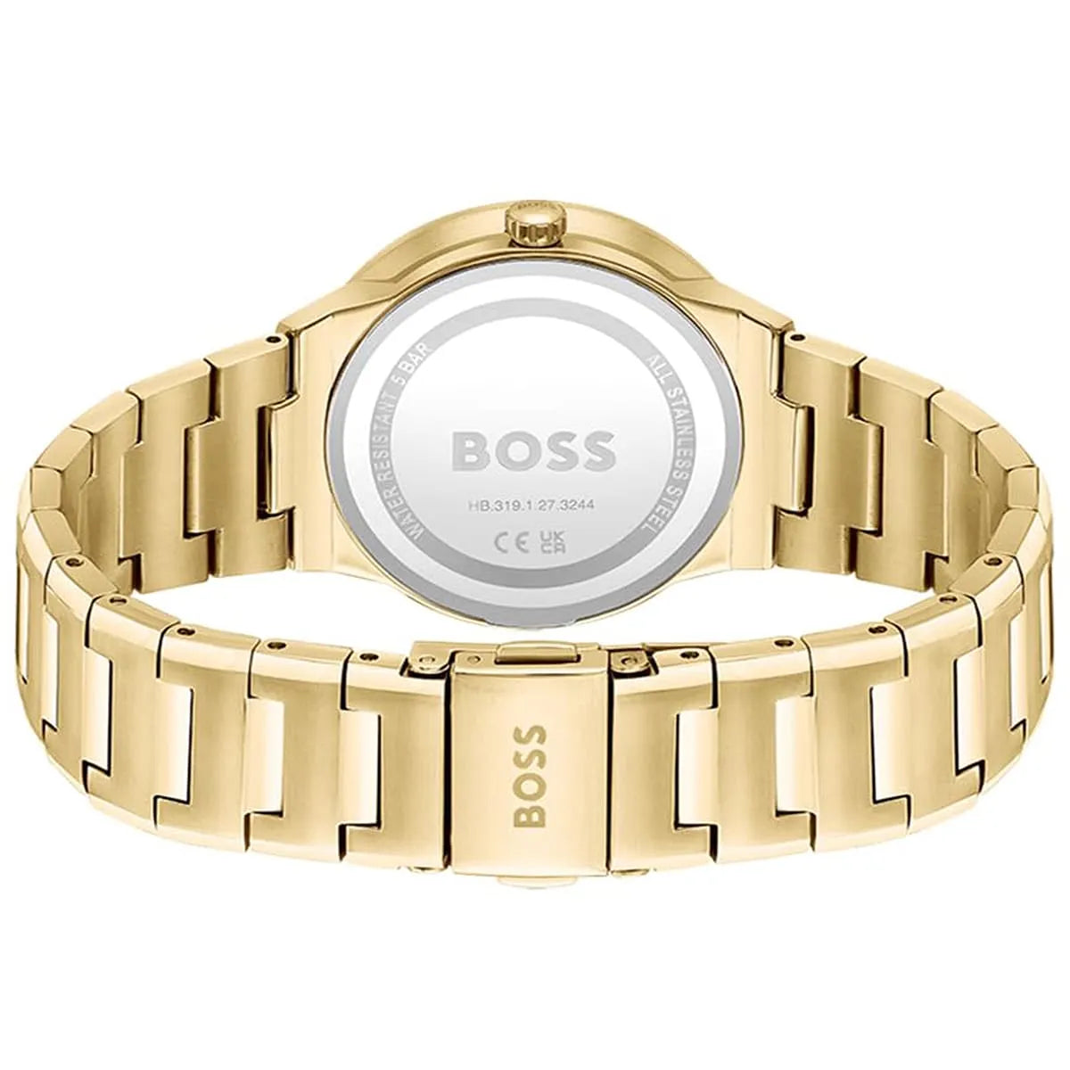 Hugo Boss watch caseback with BOSS engraving and specifications