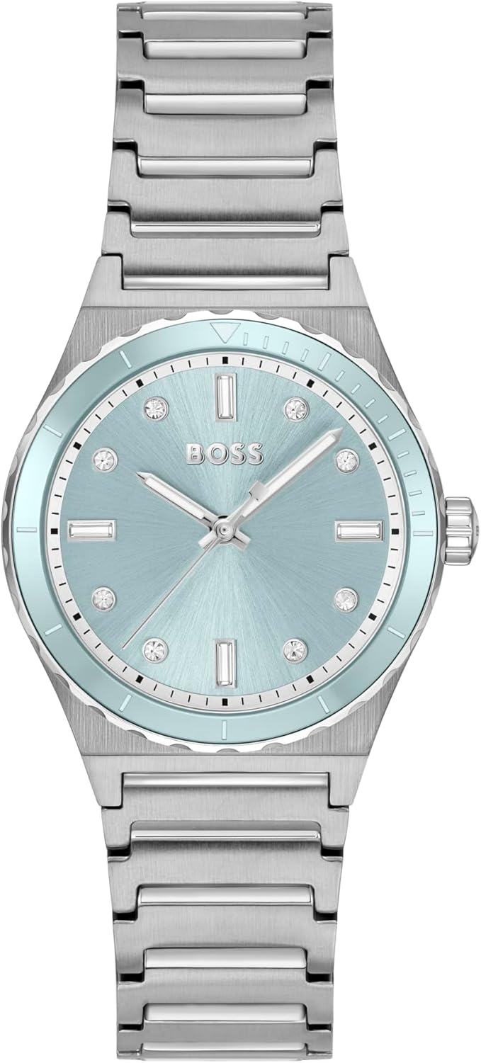 Hugo Boss women's watch with light blue dial, stainless steel case and bracelet