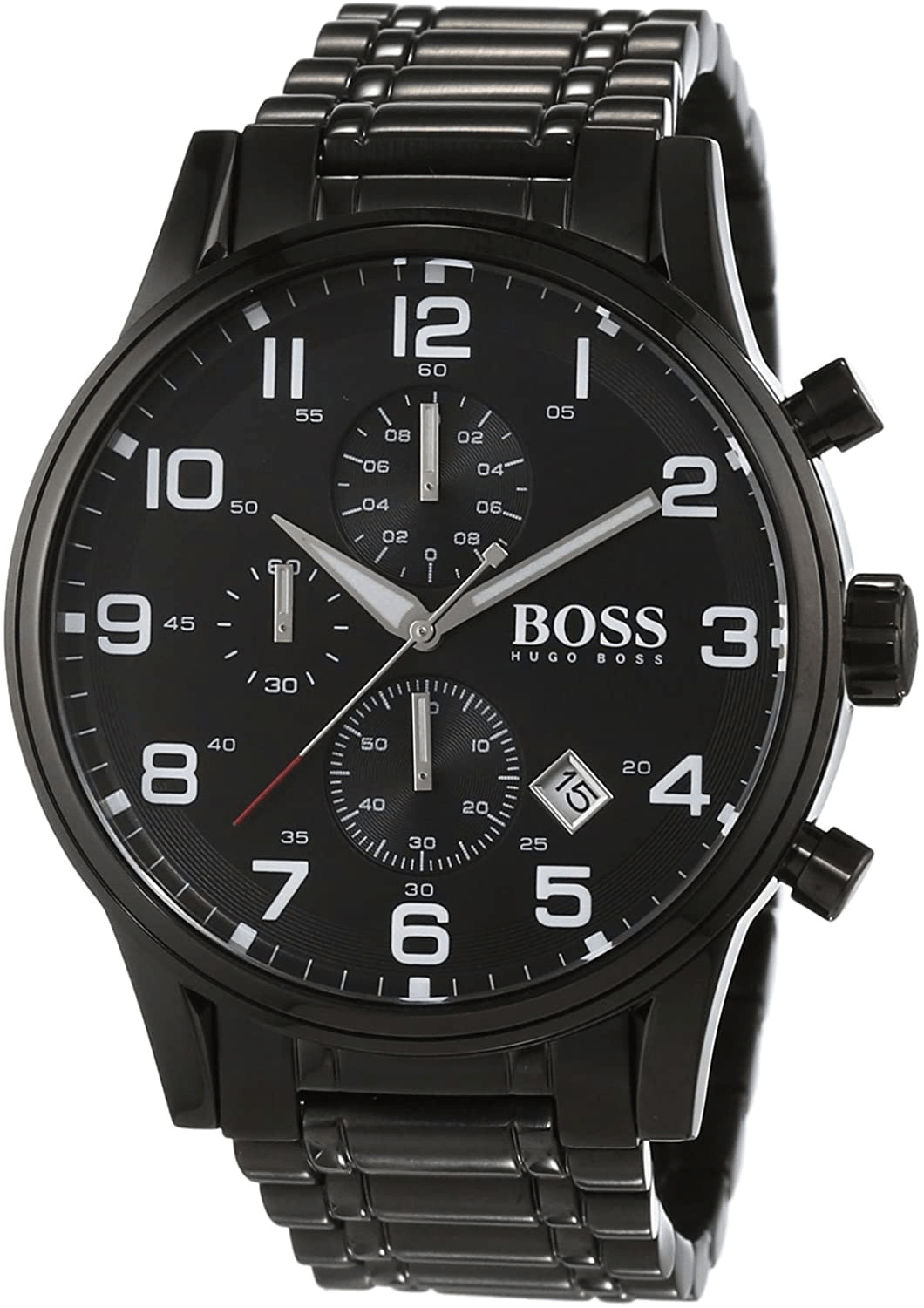 Hugo Boss Chronograph Grand Central Black Leather Strap Men's Watch 1513180