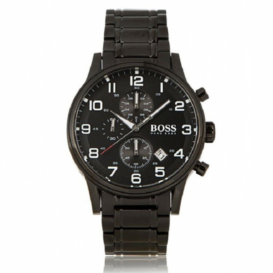 Hugo Boss Chronograph Grand Central Black Leather Strap Men's Watch 1513180