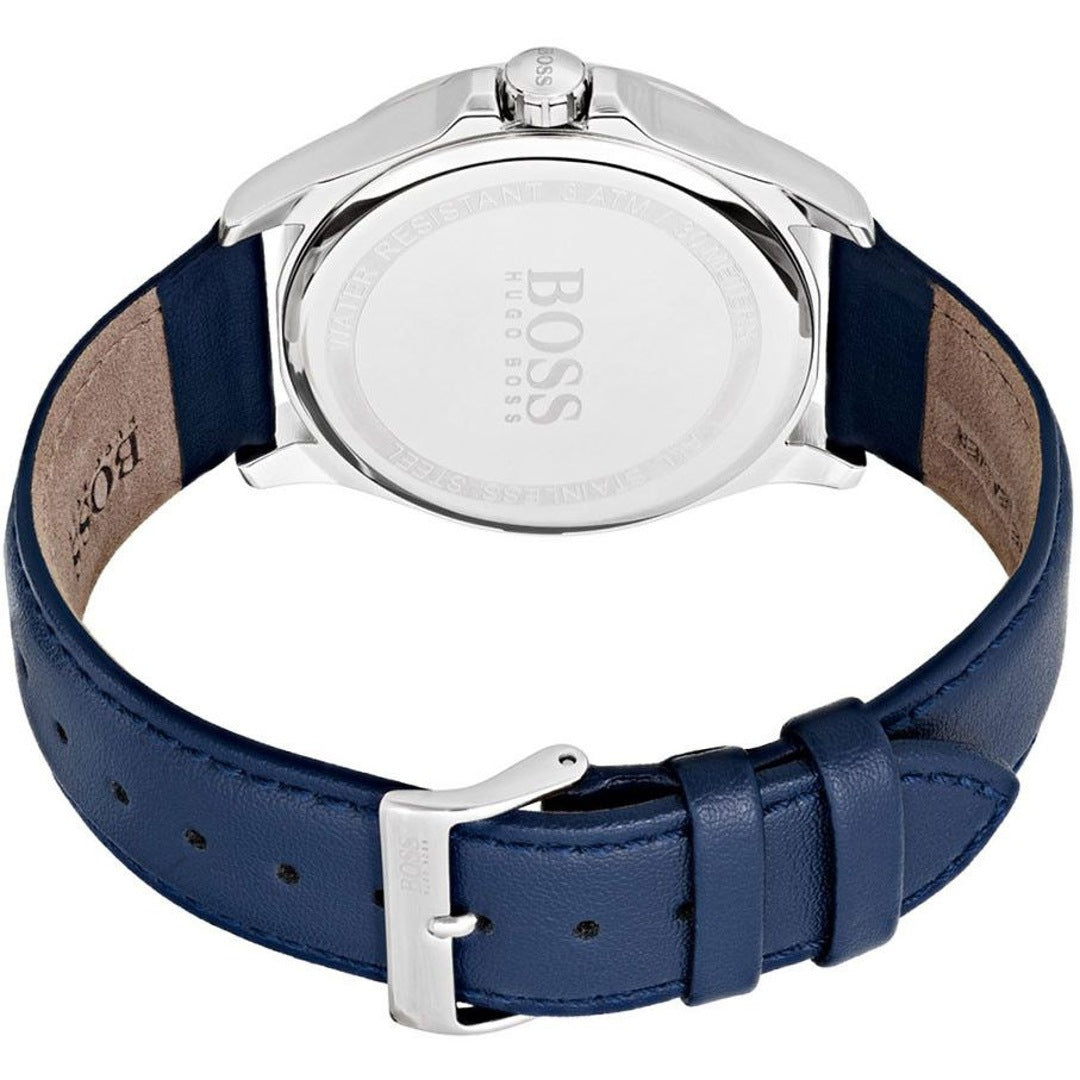 Caseback view of Hugo Boss The James Sport watch displaying BOSS engraving on stainless steel