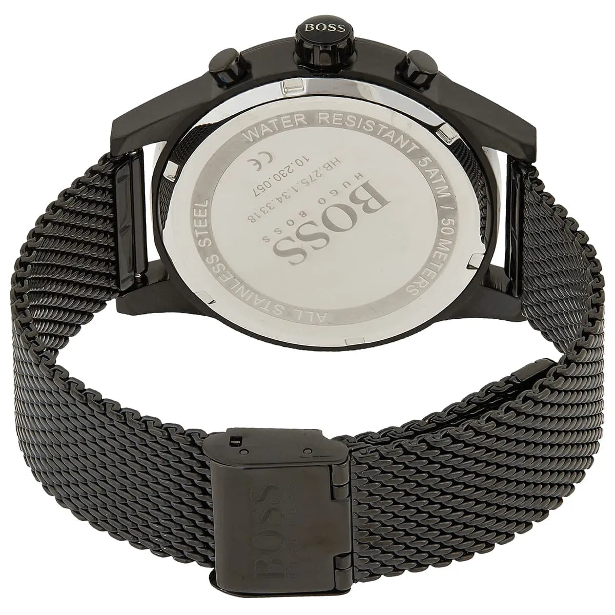 Hugo Boss Jet Black Dial & Black Metal Bracelet Men's Watch - 1513769