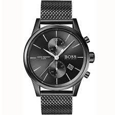 Hugo Boss Jet Black Dial & Black Metal Bracelet Men's Watch - 1513769