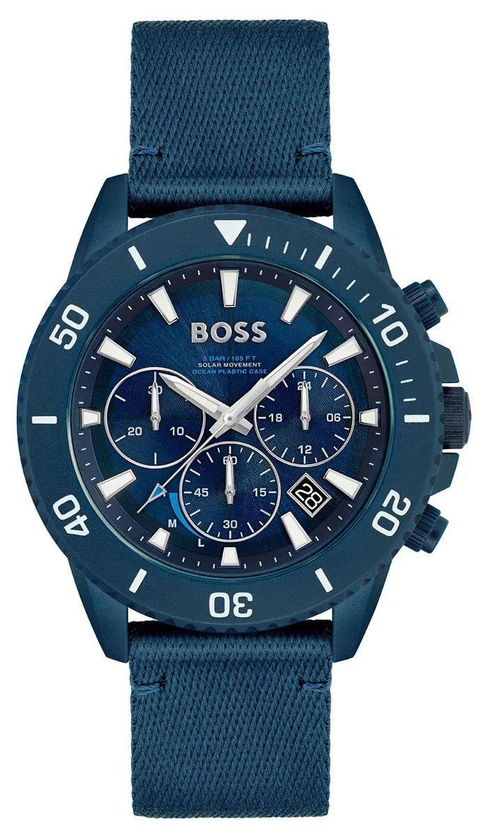 Hugo Boss Admiral blue chronograph watch with blue dial and textile strap