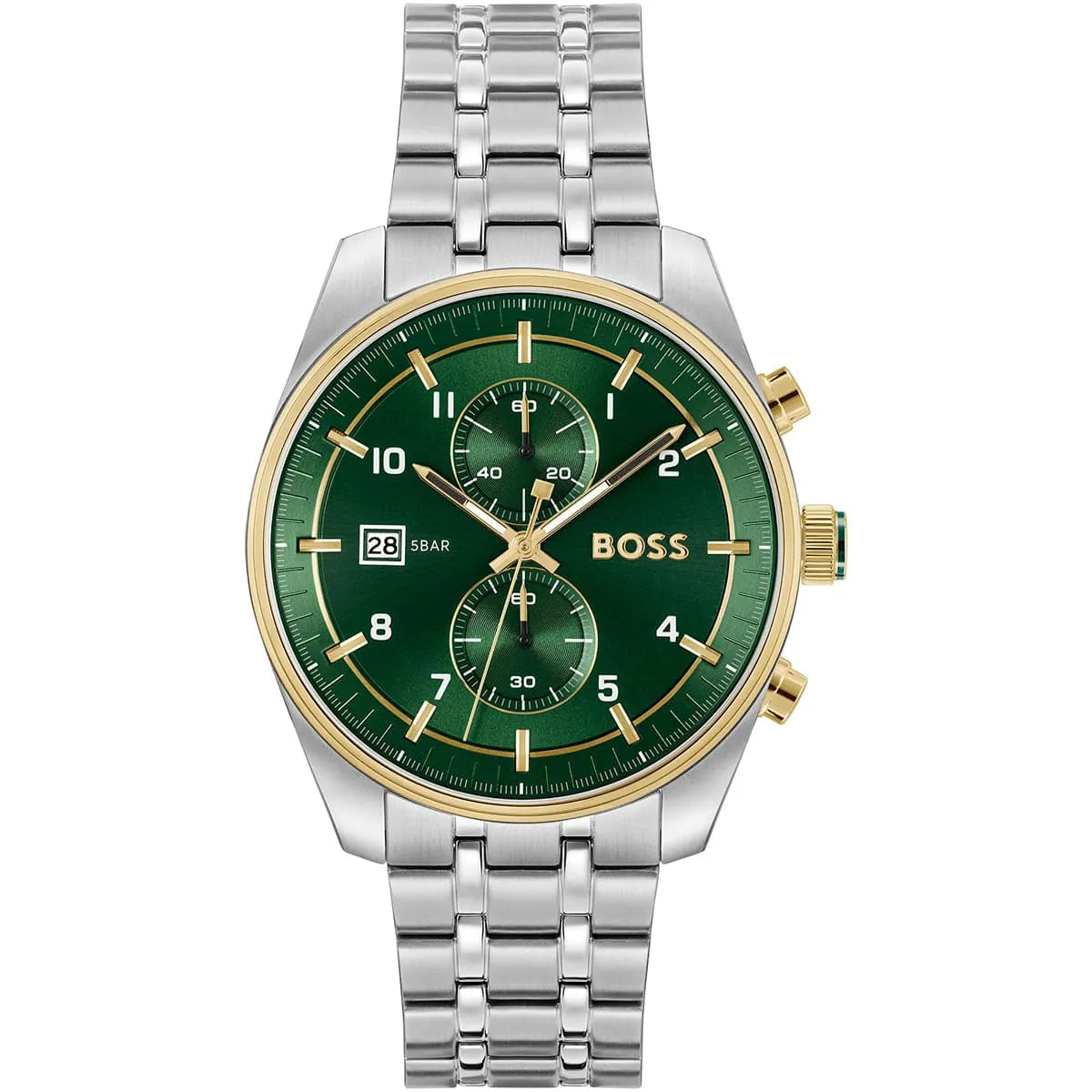 Hugo Boss Stainless Steel Green Dial Chronograph Men's Watch - 1514195
