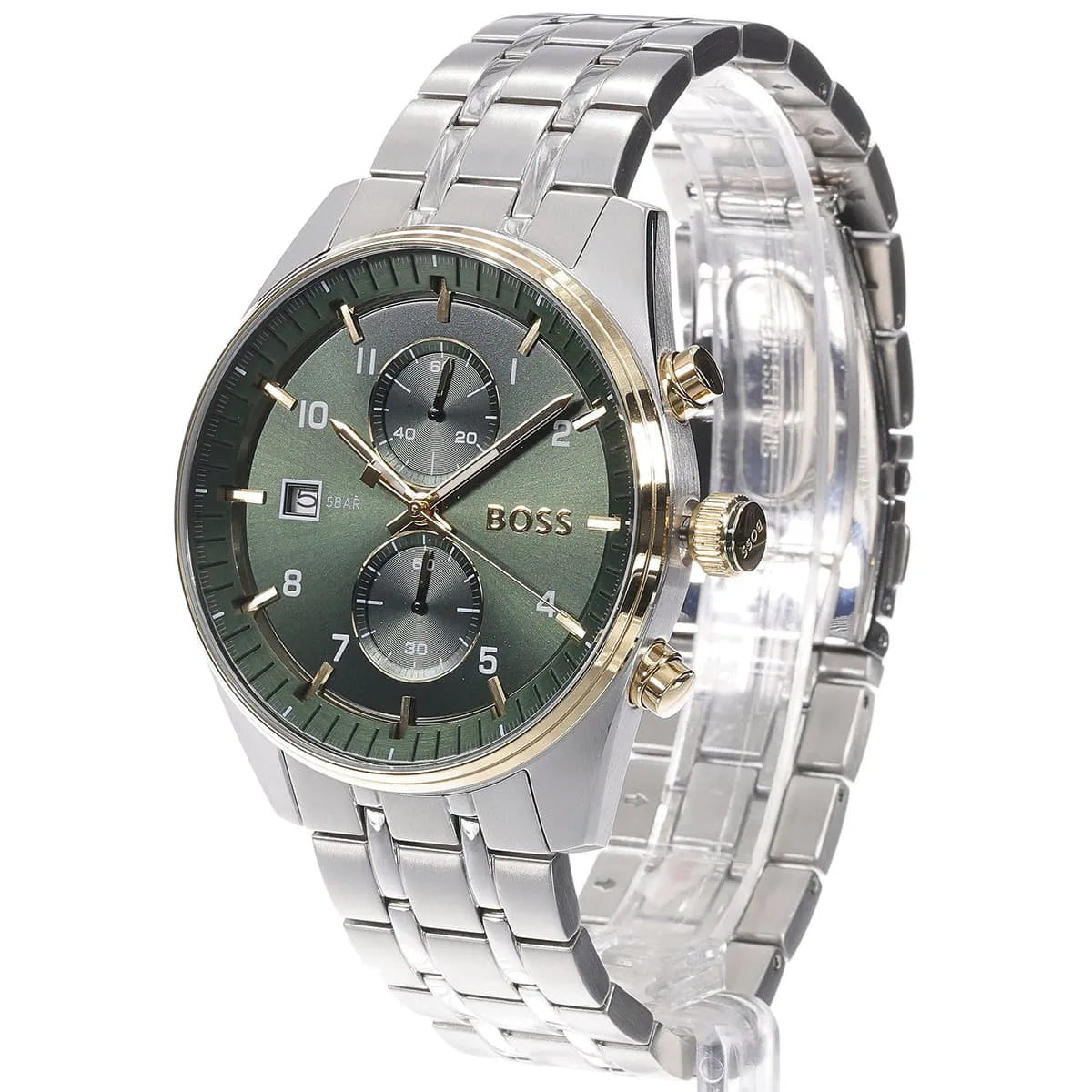 Hugo Boss Stainless Steel Green Dial Chronograph Men's Watch - 1514195