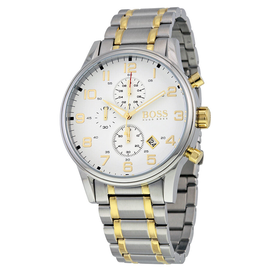 Hugo Boss Aeroliner Chronograph White Dial Two-tone Men's Watch 1513236