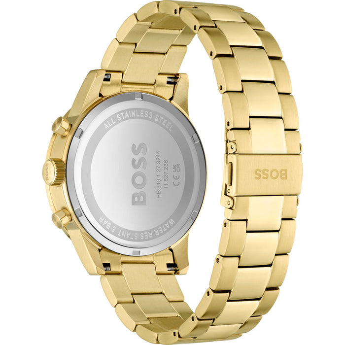 Hugo Boss Allure watch caseback showing stainless steel with engraved BOSS branding