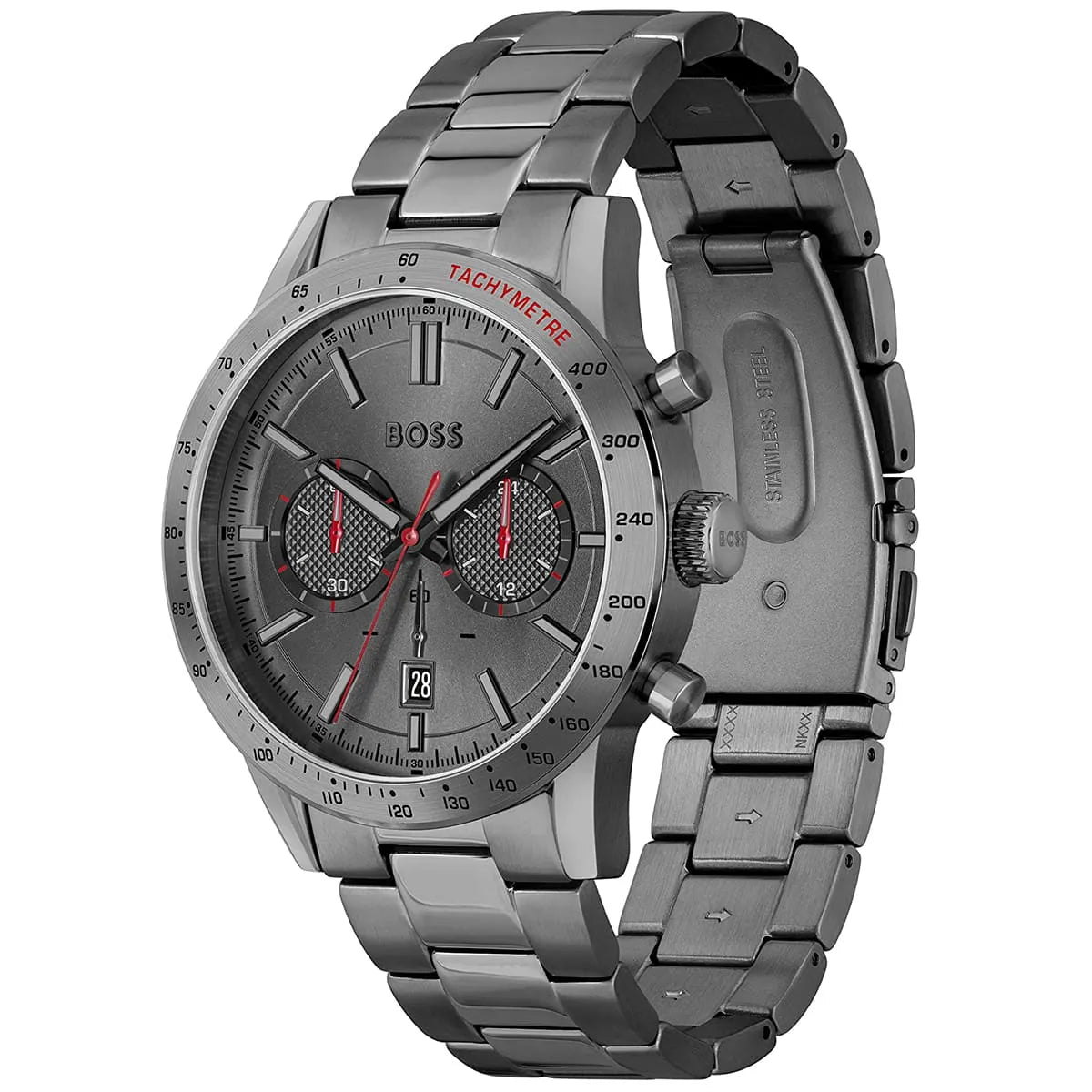 Hugo Boss Allure Chronograph Grey Dial Grey Steel Strap Watch for Men - 1513924