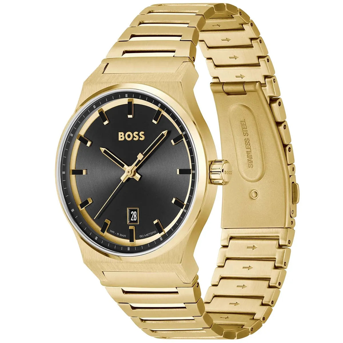 Hugo Boss Candor Black Dial Gold Stainless Steel Bracelet Men's Watch - 1514077