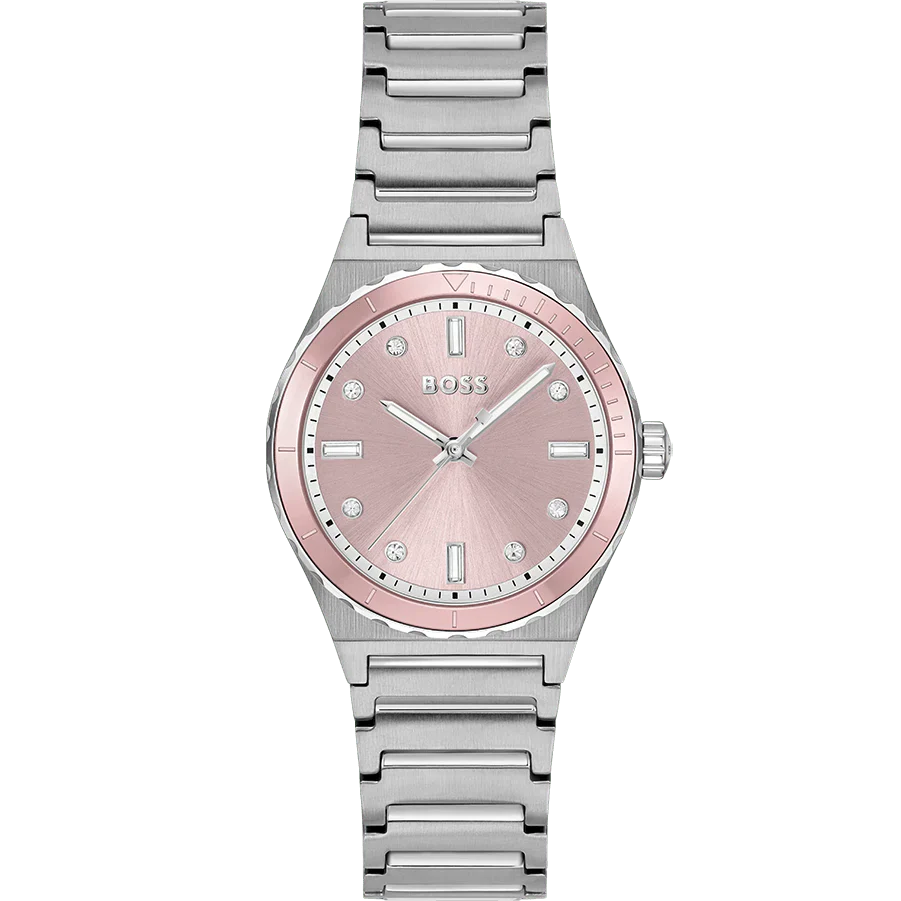 Hugo Boss Candor Sport women's watch with pink dial and silver-tone stainless steel bracelet