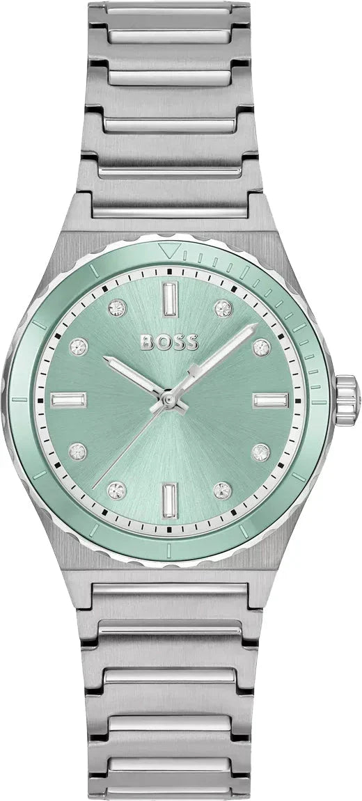 Hugo Boss Candor Sport Lux women's watch with green dial and stainless steel bracelet
