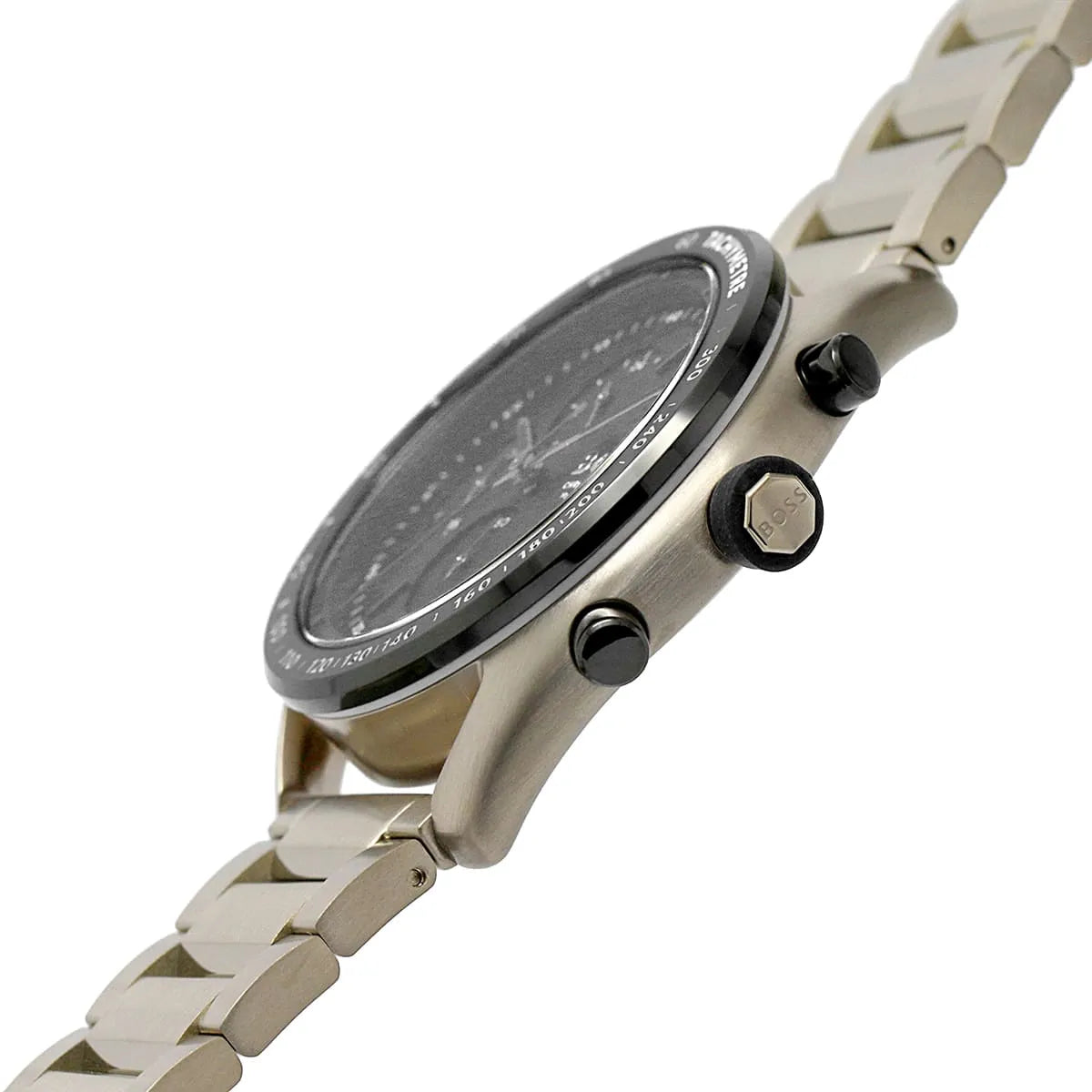 Hugo Boss Center Court Chronograph 44mm Black Dial Beige Gold IP Steel Bracelet Men's Watch – 1514027