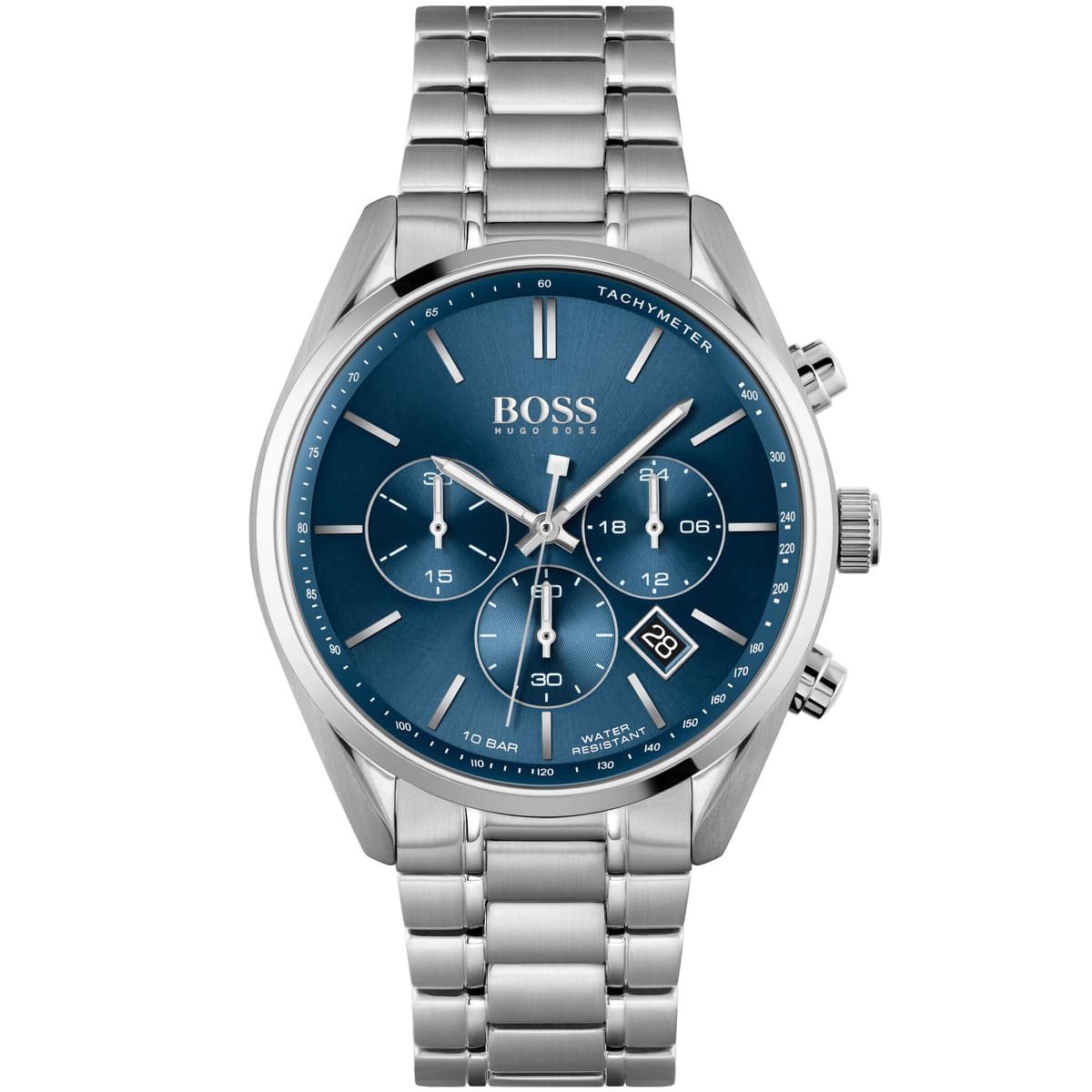 Hugo Boss Champion men's watch with blue dial and stainless steel bracelet