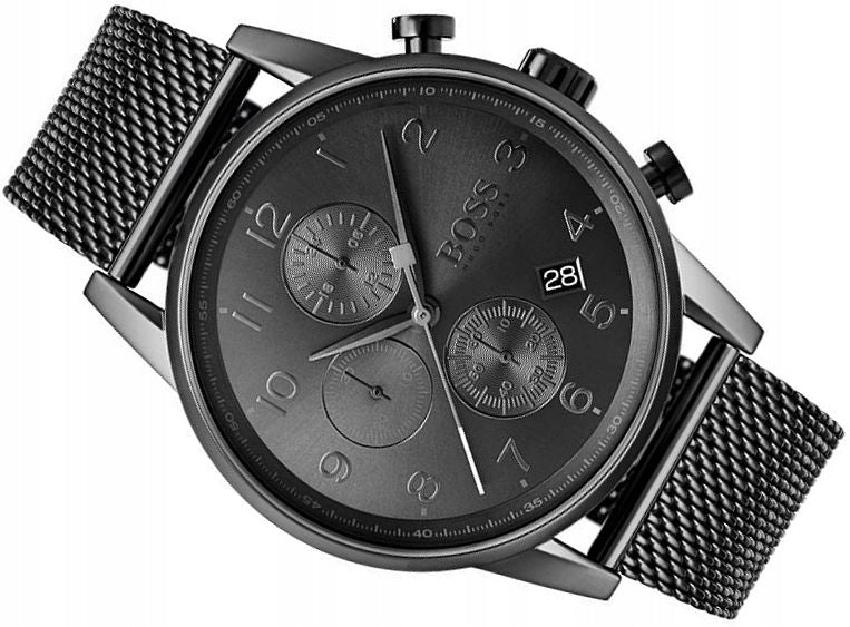 Higo Boss Chronograph SYDNEY Black Leather Strap Men's Watch 1513674
