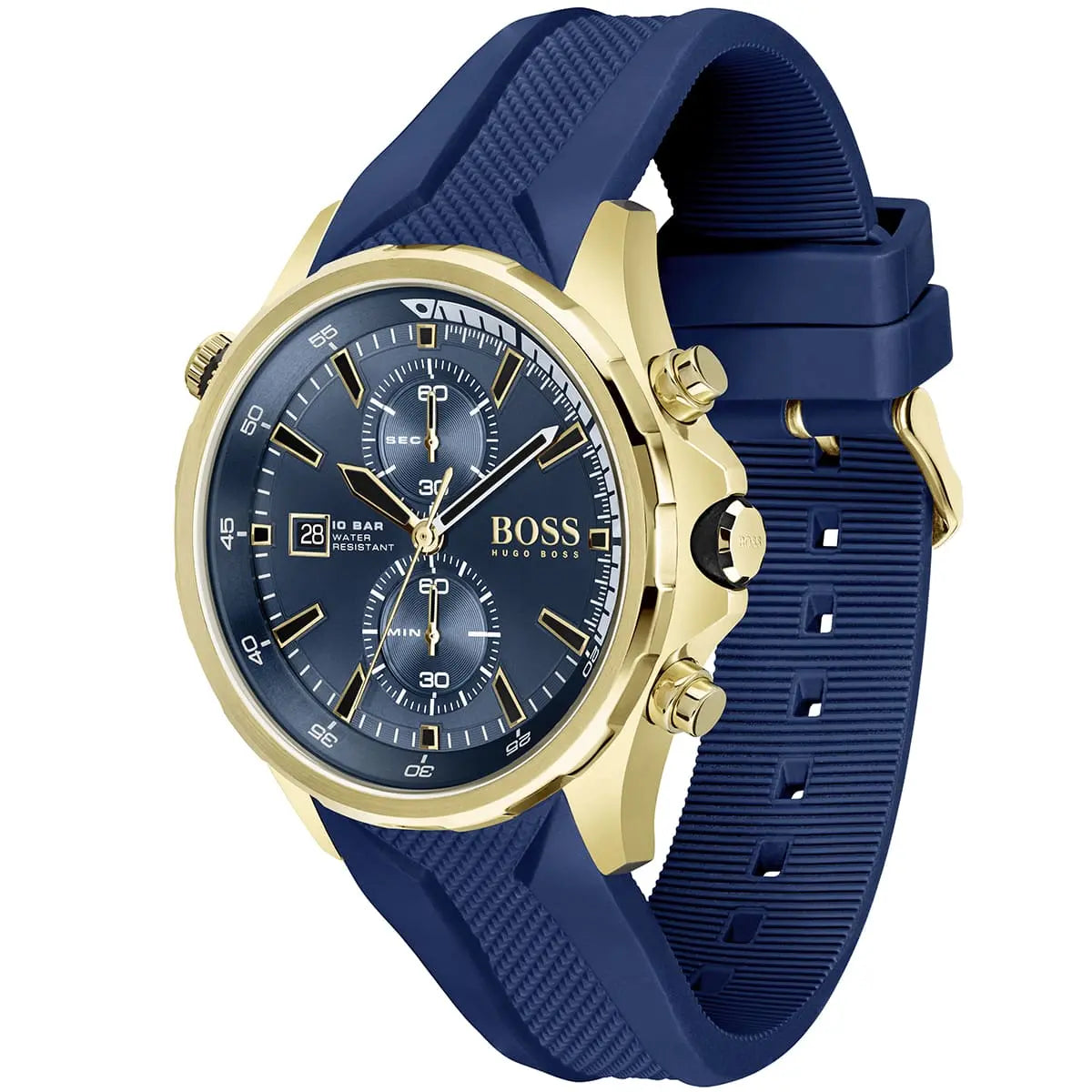 Hugo Boss Globetrotter Chronograph Blue Dial Blue Silicone Strap Watch for Men - 1513822