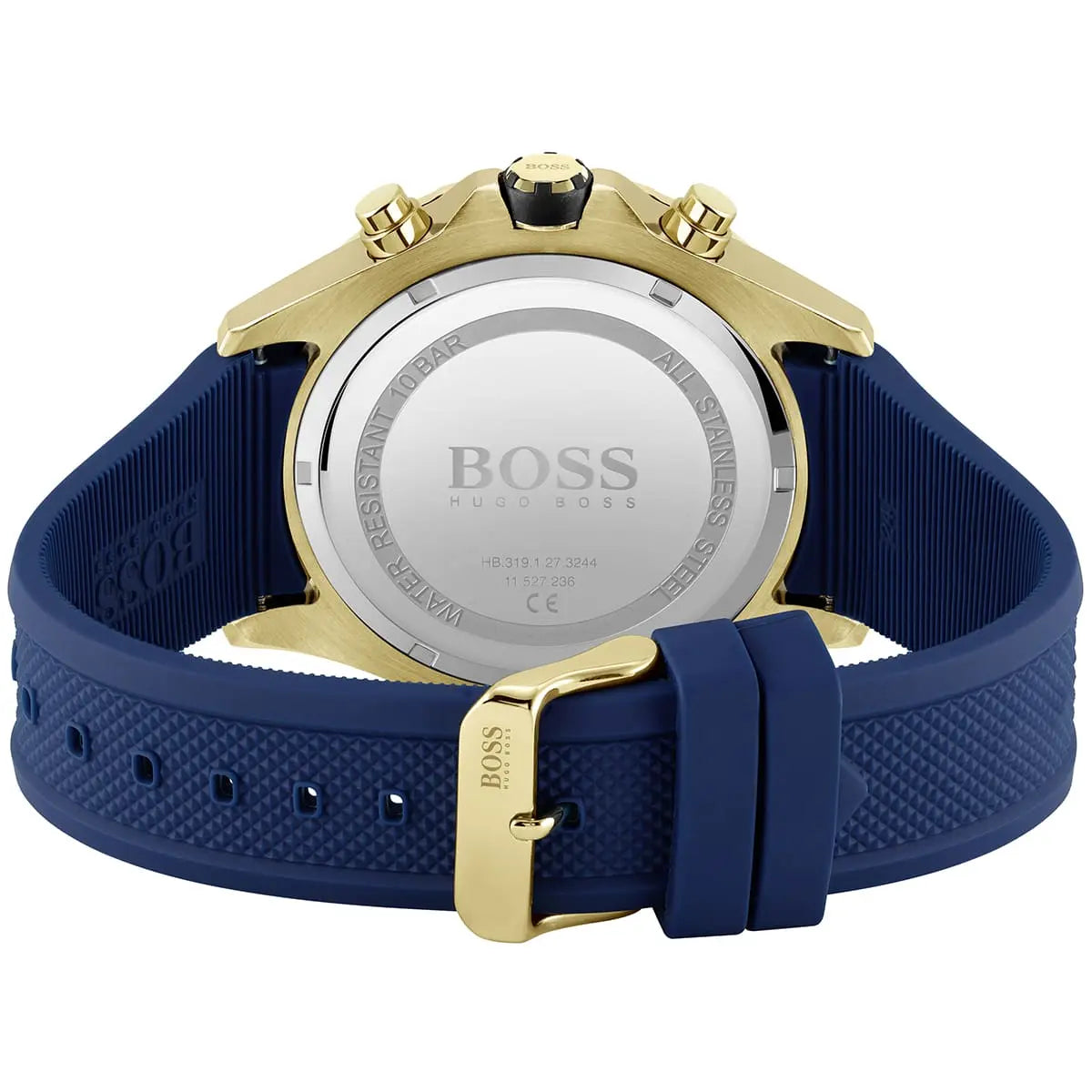 Hugo Boss Globetrotter Chronograph Blue Dial Blue Silicone Strap Watch for Men - 1513822