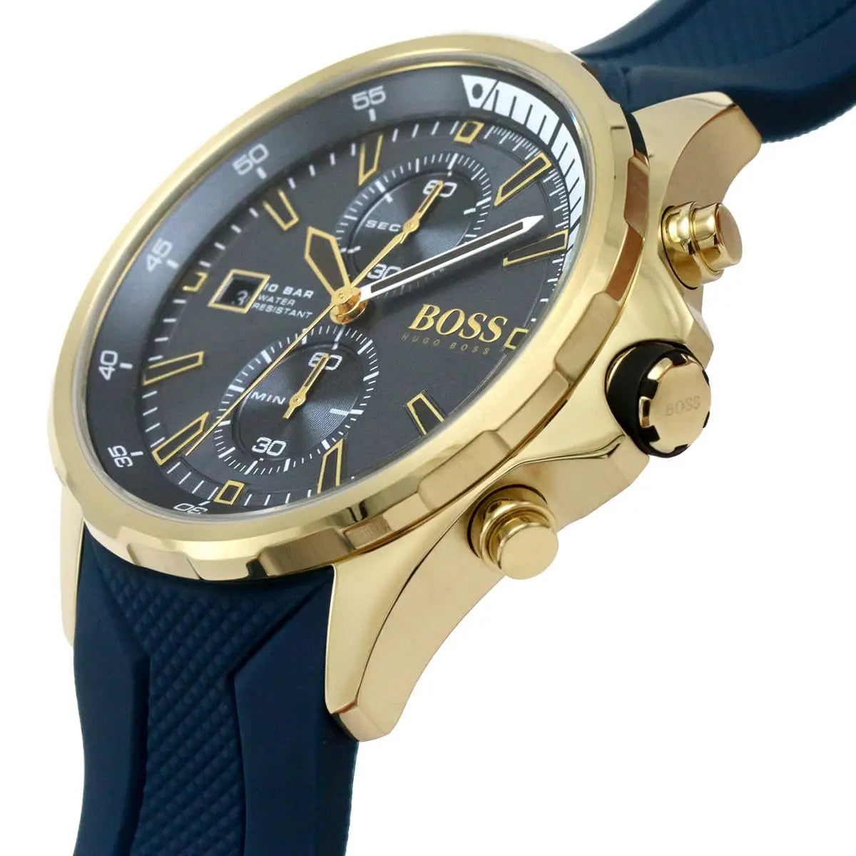 Hugo Boss Globetrotter Chronograph Blue Dial Blue Silicone Strap Watch for Men - 1513822