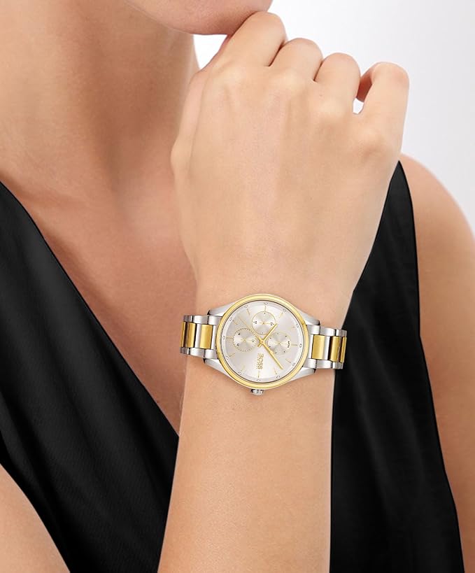 Hugo Boss Grand Course 36mm Silver Dial Two-Tone Bracelet Women's Watch - 1502585