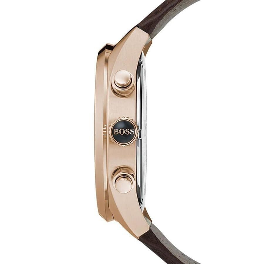 Hugo Boss Grand Prix watch side view showing chronograph pushers