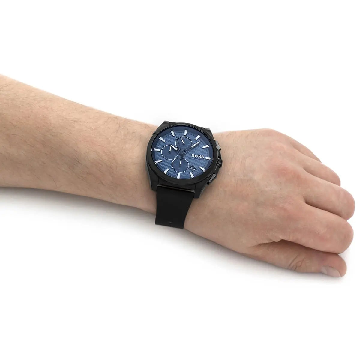 Hugo Boss Grandmaster Blue Dial Black Leather Strap Watch for Men - 1513883