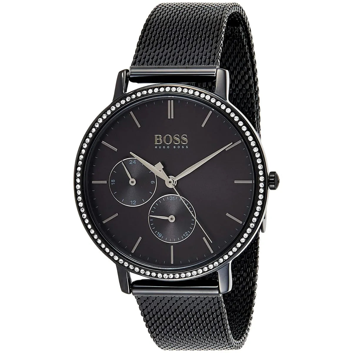 Hugo Boss Infinity Black Dial Black Mesh Bracelet Watch for Women - Watch Connection