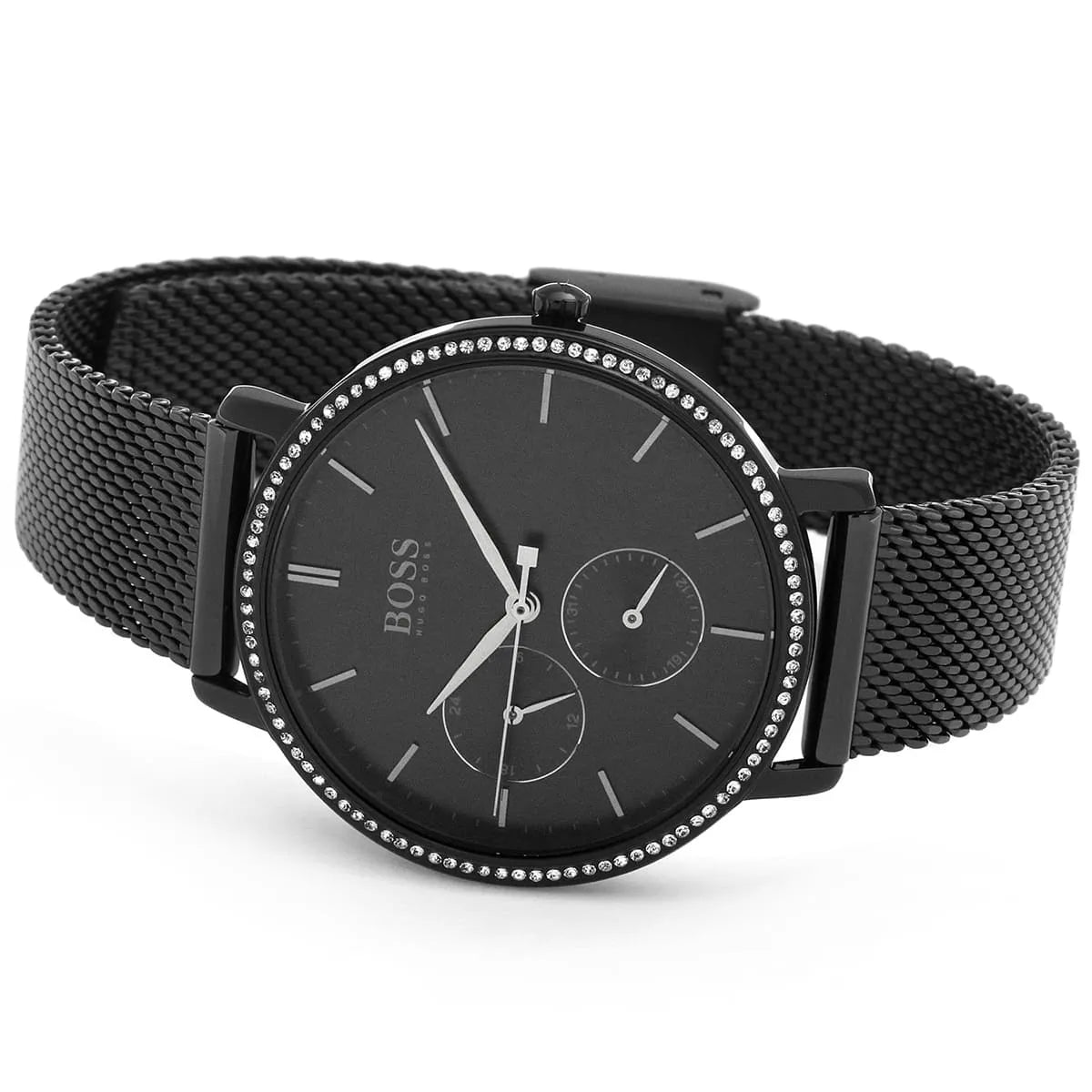 Hugo Boss Infinity Black Dial Black Mesh Bracelet Watch for Women - Watch Connection