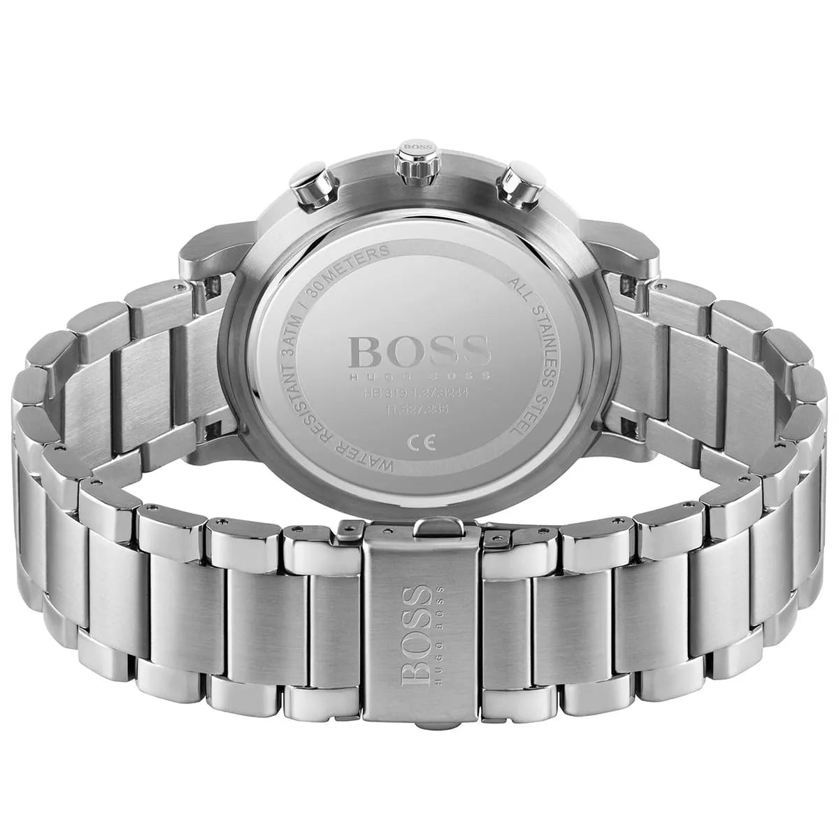 Hugo Boss Integrity watch caseback with stainless steel strap and screw-down back