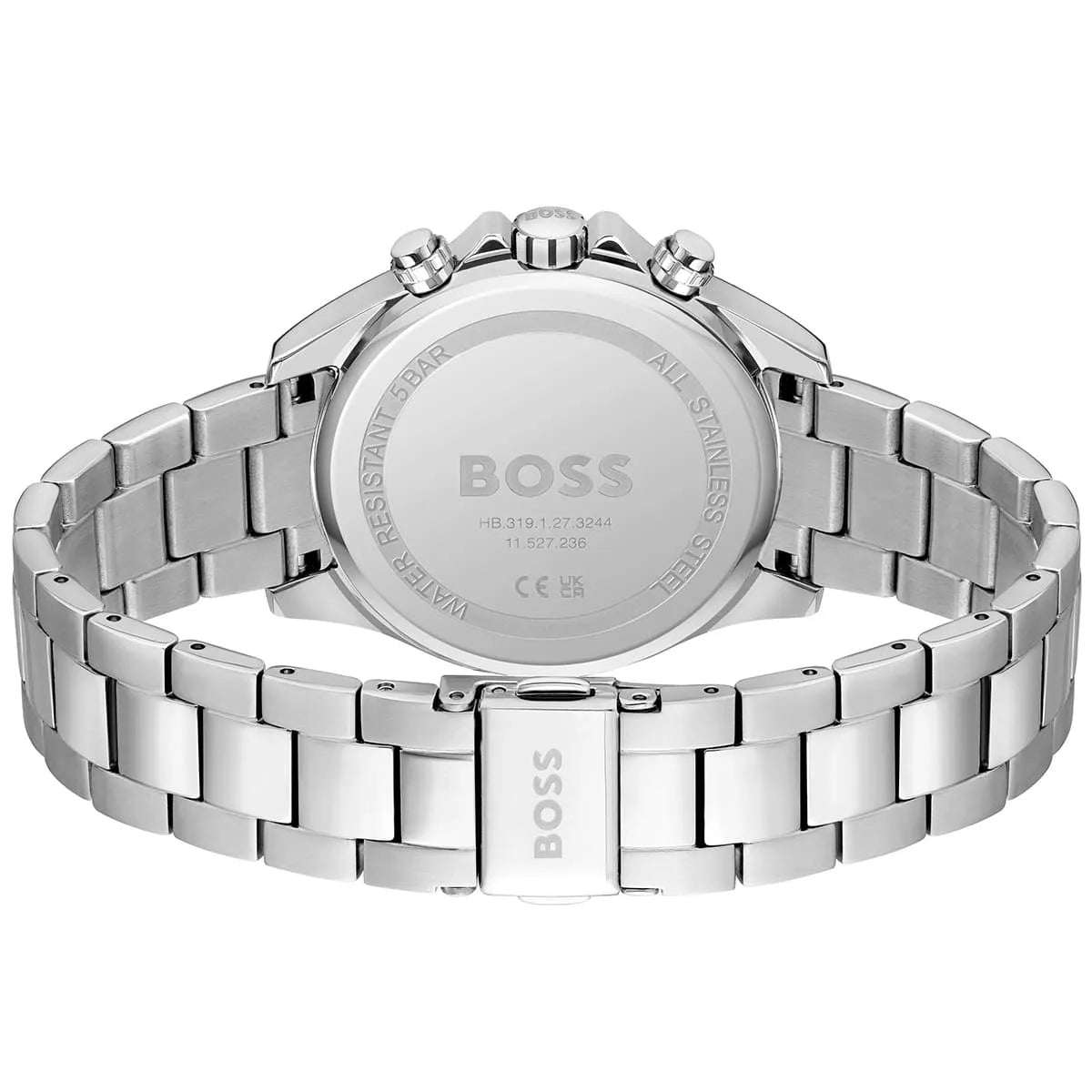Hugo Boss Novia stainless steel case back showing model and engraving