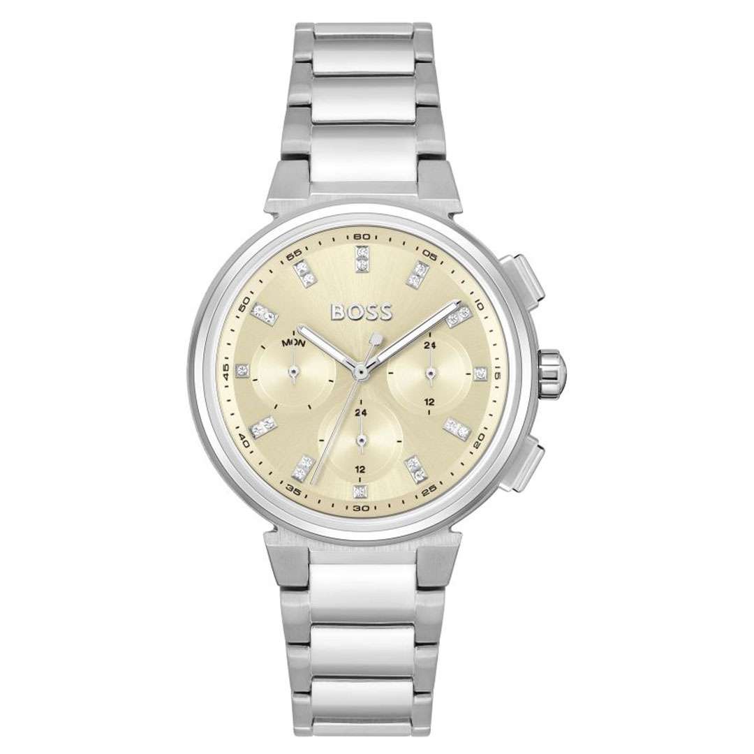 Hugo Boss One women's watch with champagne dial and silver stainless steel bracelet