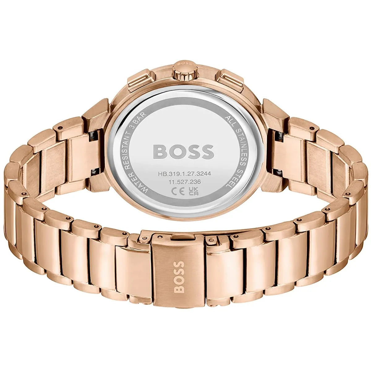 Hugo Boss One rose gold caseback with engraved BOSS logo and model reference HB.319.1.27.3244