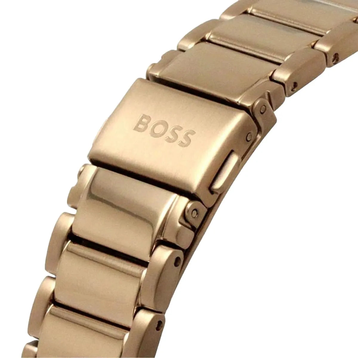 Hugo Boss One rose gold stainless steel link bracelet with fold-over clasp