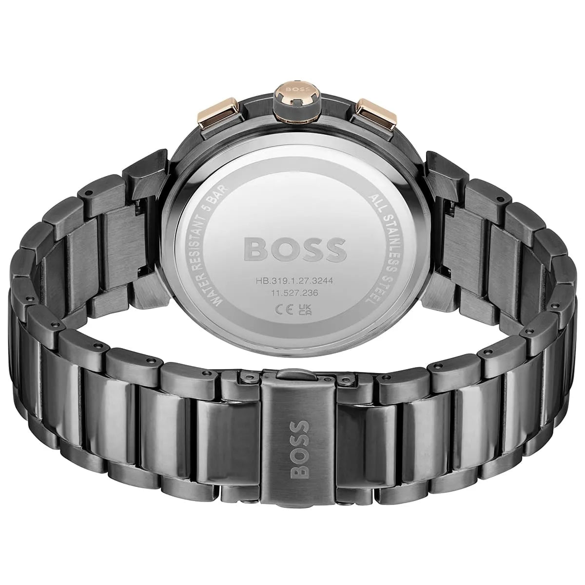 Hugo Boss ONE Chronograph Red Dial Grey Steel Strap Watch For Men - 1514000