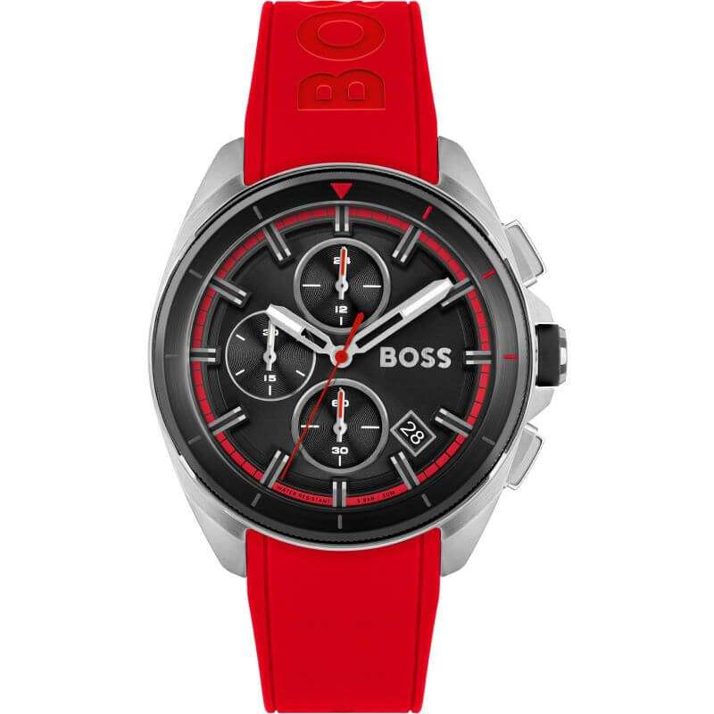 Hugo Boss Men's Chronograph PIONEER Black Leather Strap Watch 1513959