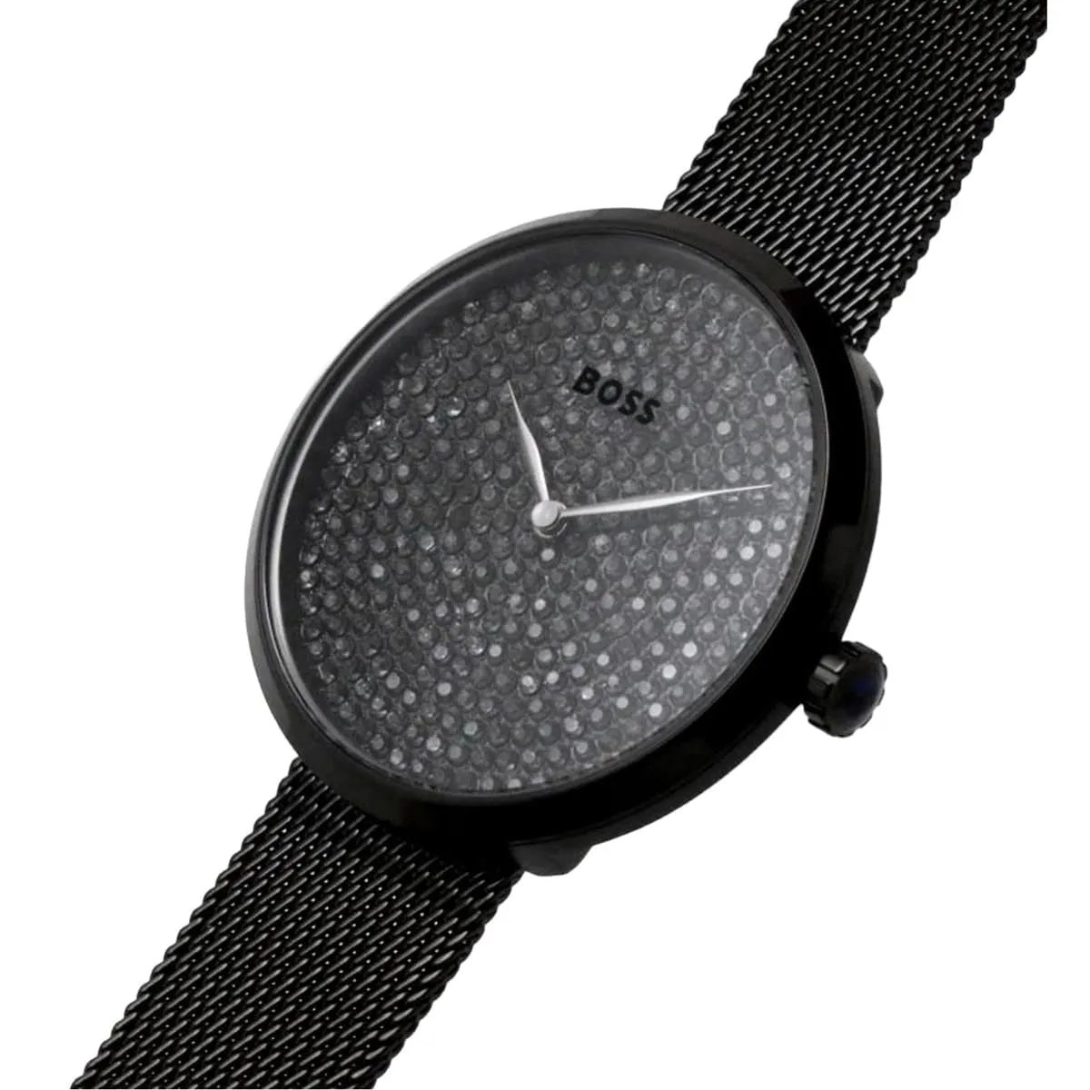 Hugo Boss Praise women's watch with crystal-embellished dial angled view