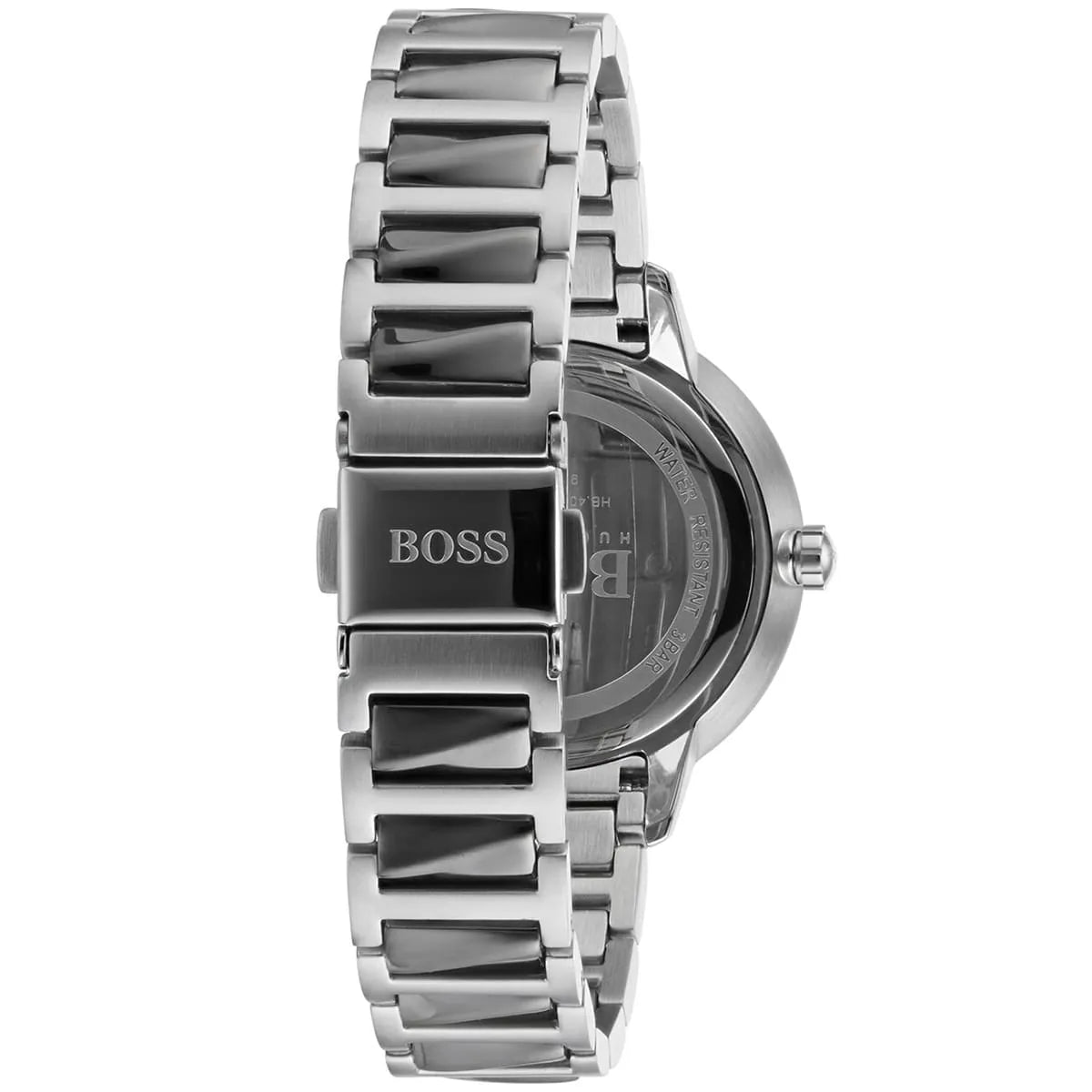 Hugo Boss Signature silver stainless steel three-link bracelet strap