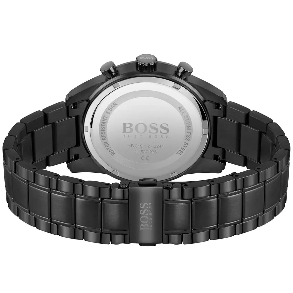 Hugo Boss Skymaster caseback with engraved BOSS logo and model specifications