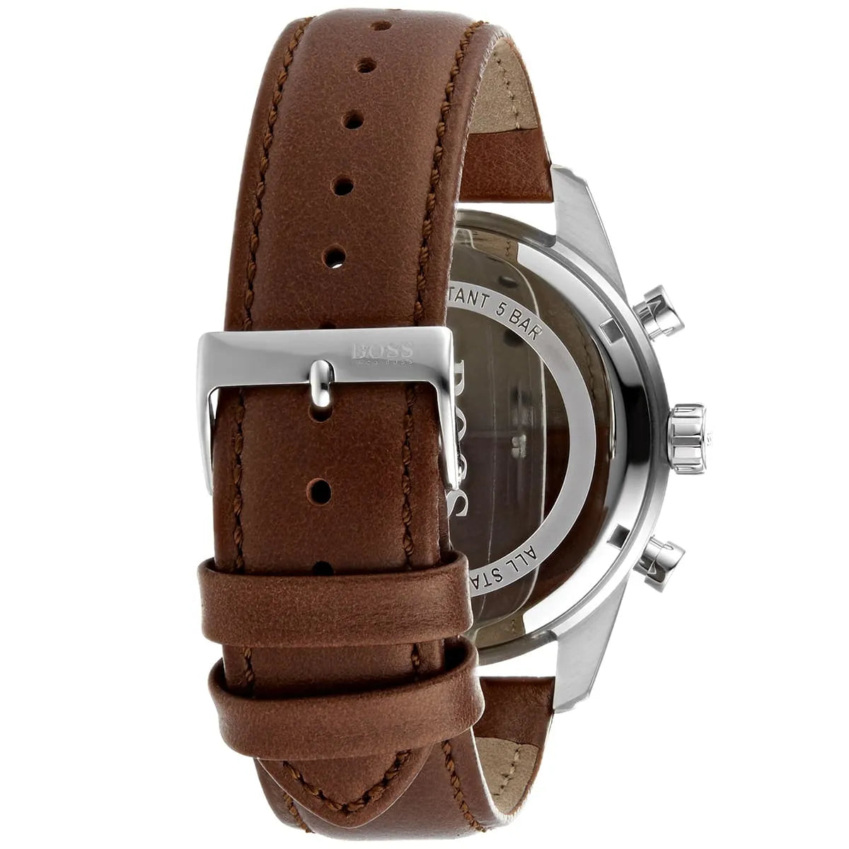 Hugo Boss Skymaster Chronograph Grey Dial Brown Leather Strap Watch for Men - 1513787