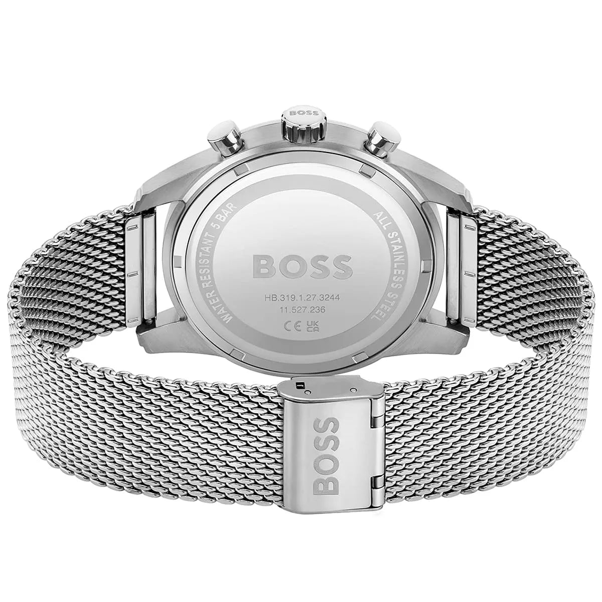 Hugo Boss Skymaster caseback with engraved BOSS branding and reference number