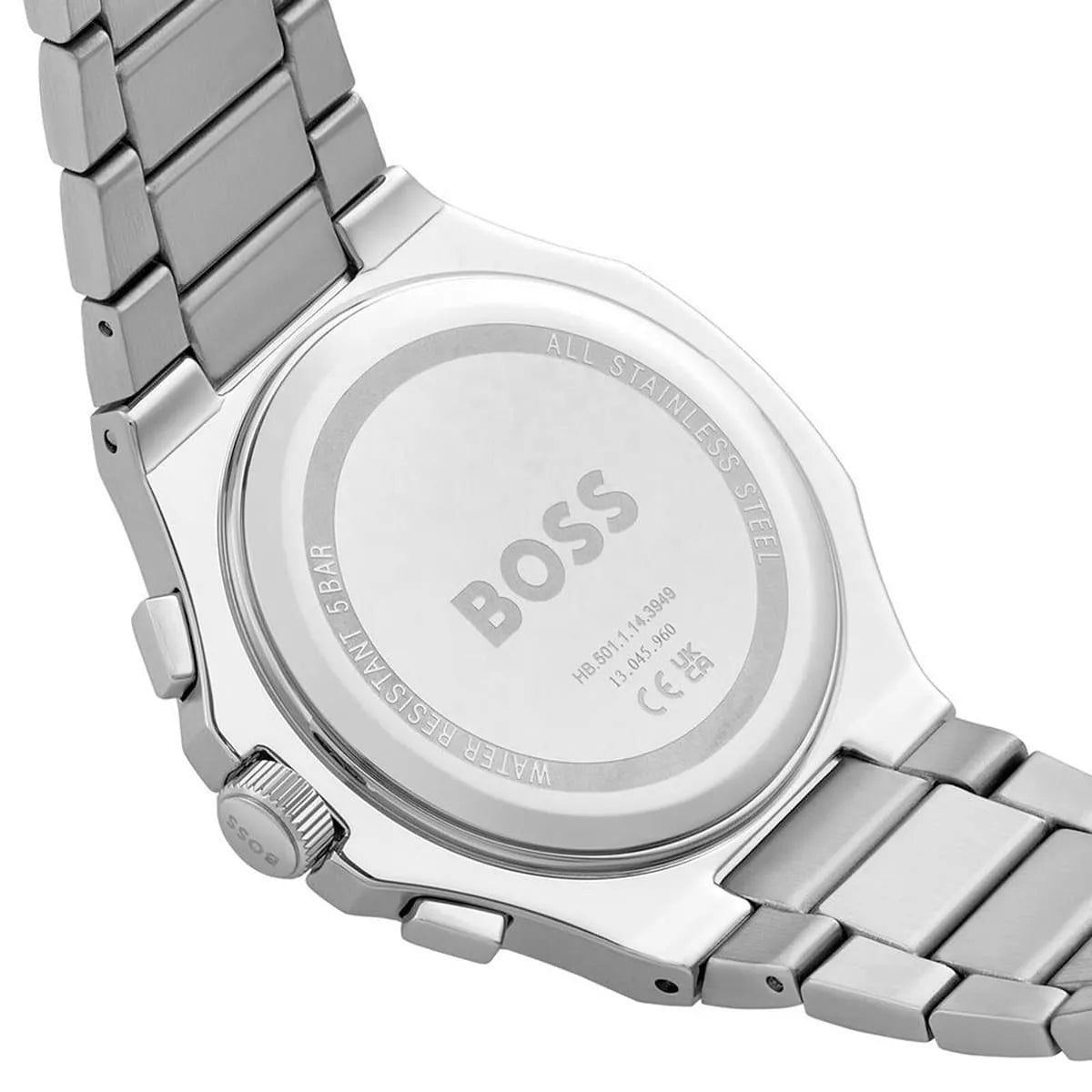 Hugo Boss Taper Chronograph White Dial Silver Steel Strap Watch for Men - 1514087