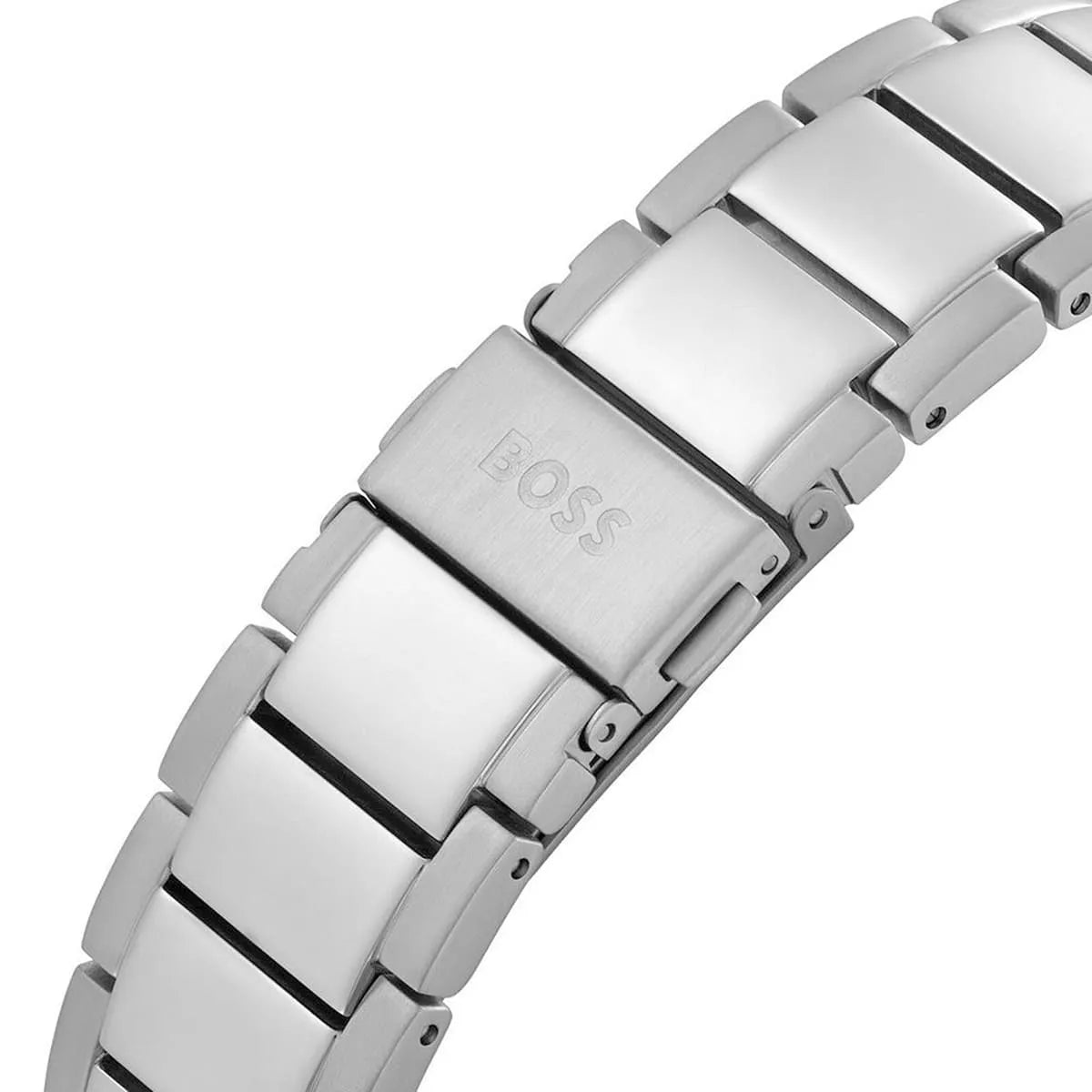 Hugo Boss Taper Chronograph White Dial Silver Steel Strap Watch for Men - 1514087