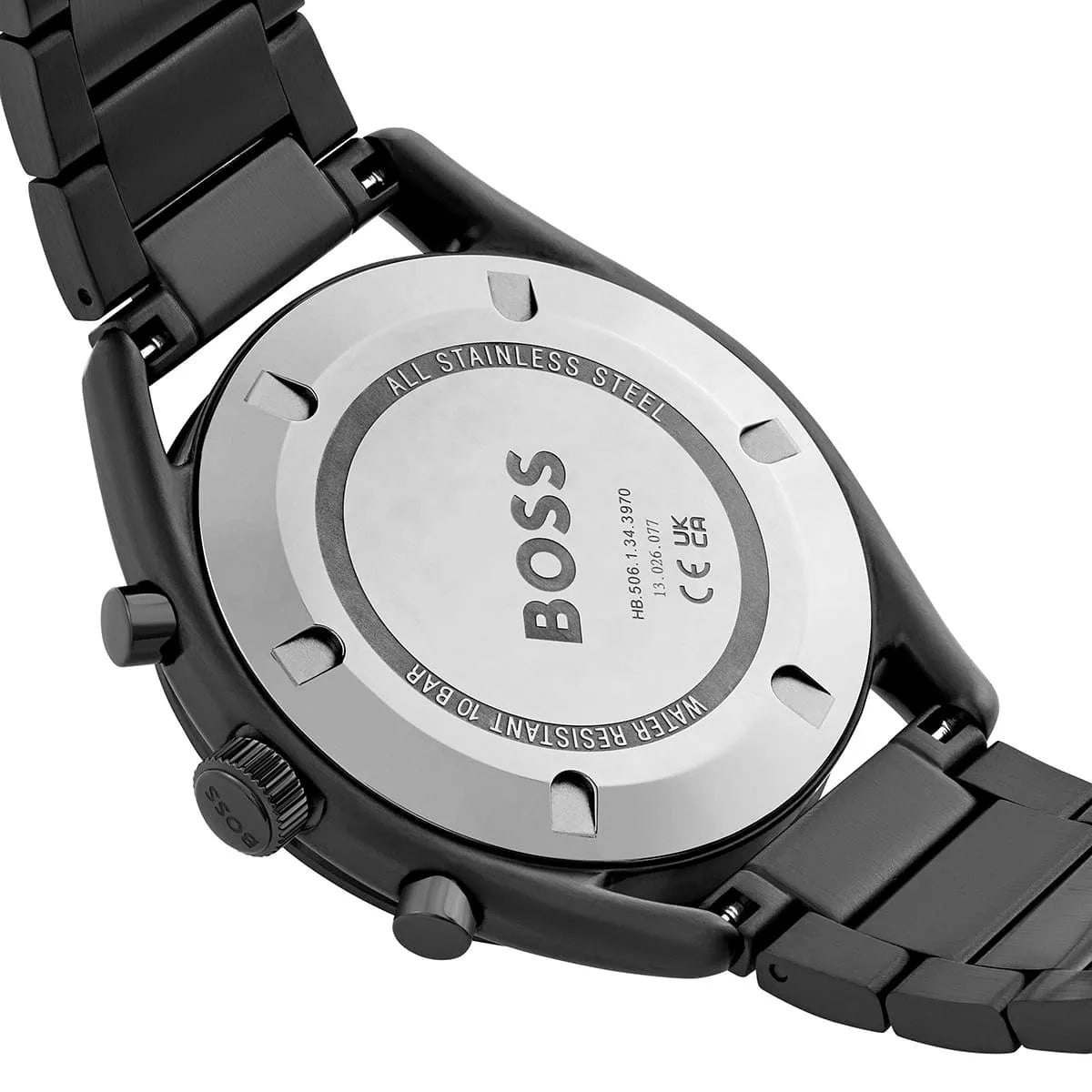 Hugo Boss Top chronograph watch on wrist showing bronze dial and black strap