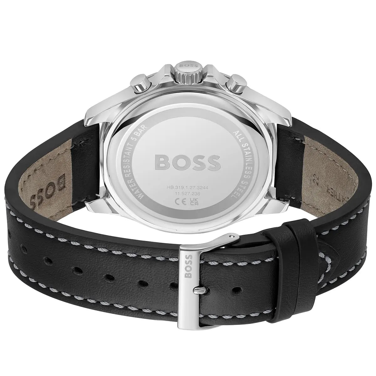 Hugo Boss Troper Chronograph Black Dial Black Leather Strap Men's Watch 1514055