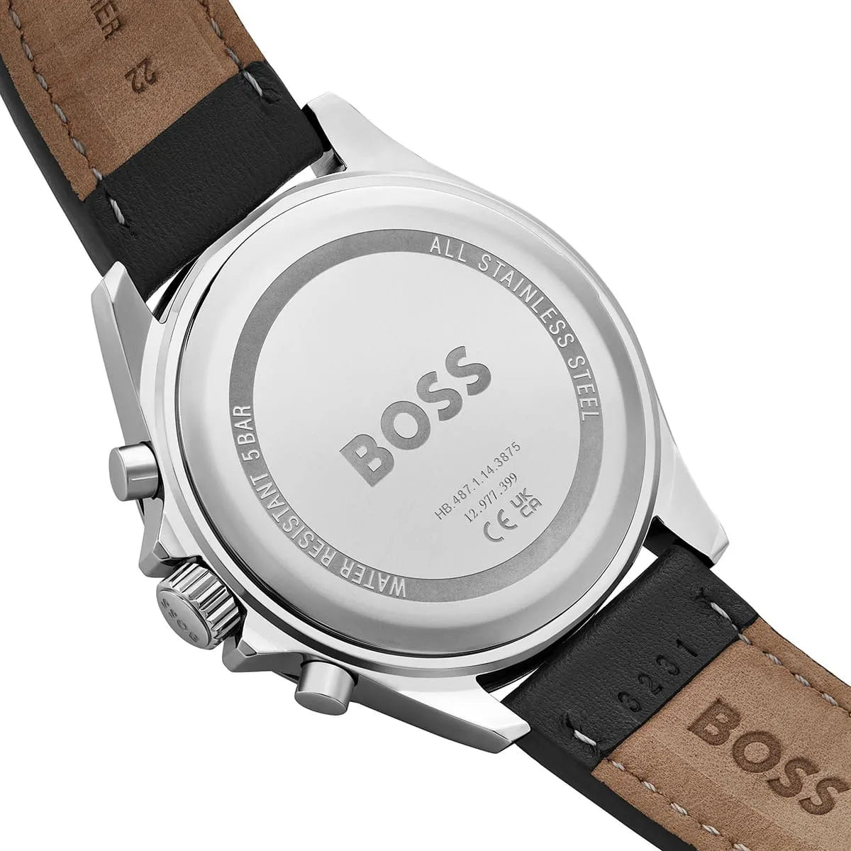 Hugo Boss Troper Chronograph Black Dial Black Leather Strap Men's Watch 1514055