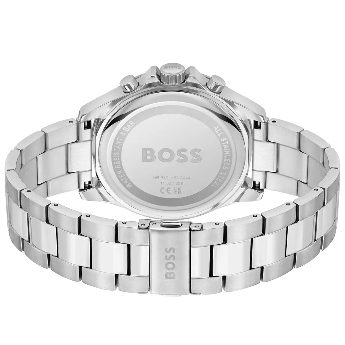 Hugo Boss Troper caseback with stainless steel and engraved BOSS branding