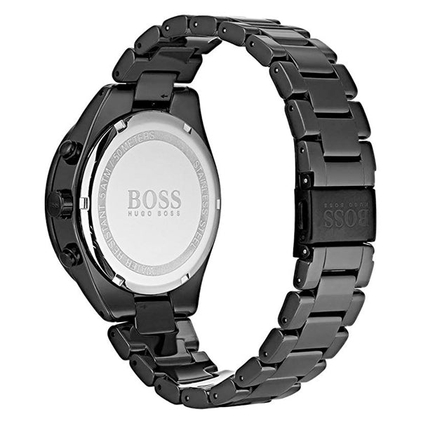 Case back showing Hugo Boss branding and stainless steel construction