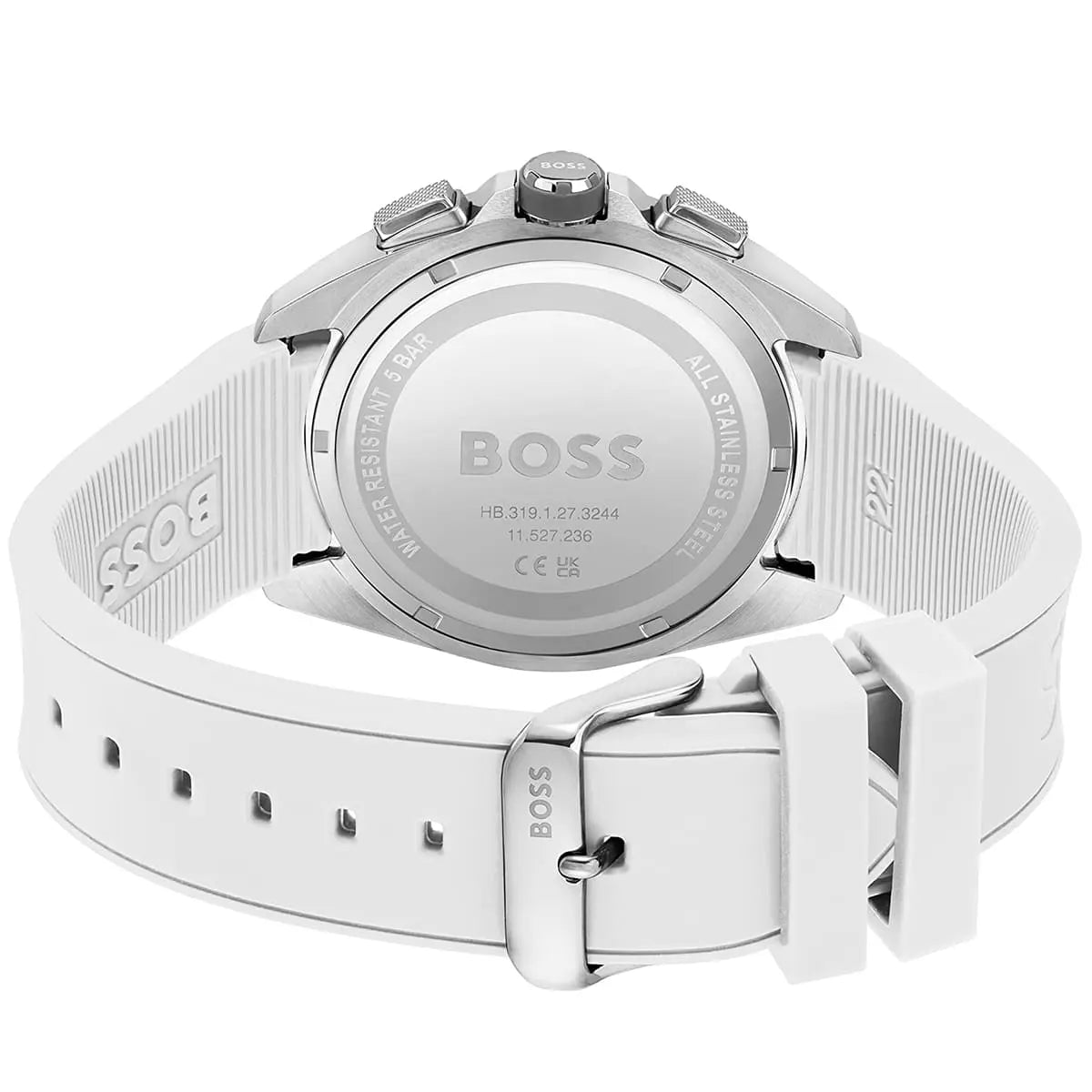 Case back showing BOSS branding and water resistance 5 bar 50m specification